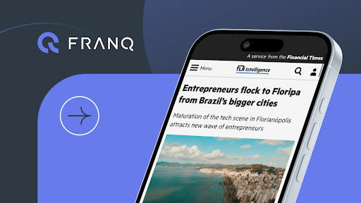 Ilustração de um celular com uma notícia da Franq