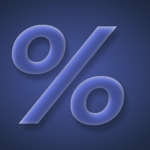 Símbolo de porcentagem com fundo azul.
